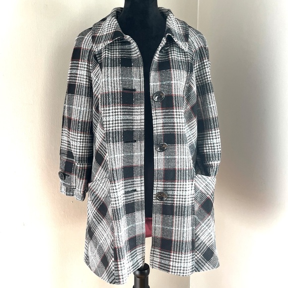 Guess Jackets & Blazers - Guess Plaid Pea Coat Houndstooth 3/4 Sleeves sz XL